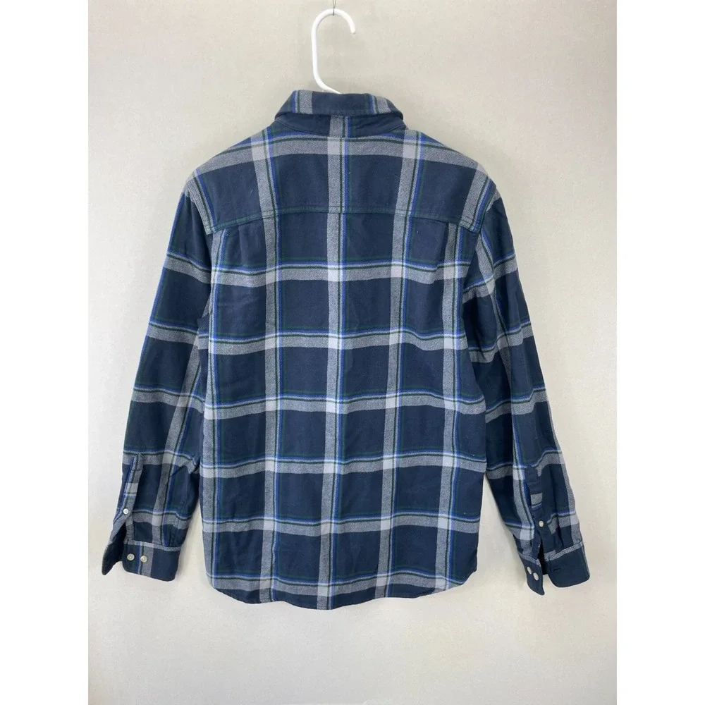 The North Face Plaid Flannel Button Down Shirt Mens S Blue Outdoor Hiking